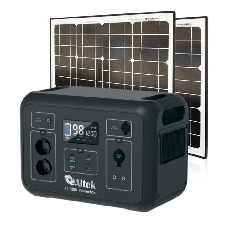 Портативна зарядна станція 1200W ALTEK з сонячною панеллю 100W