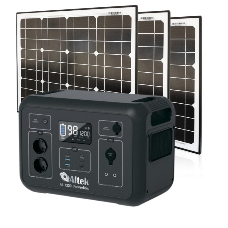 Портативна зарядна станція 1200W ALTEK з сонячною панеллю 150W