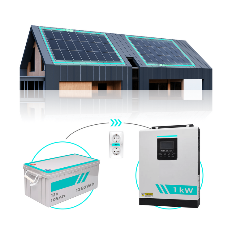 Гібридна безперебійна сонячна станція для котла, холодильника та освітлення 1000W