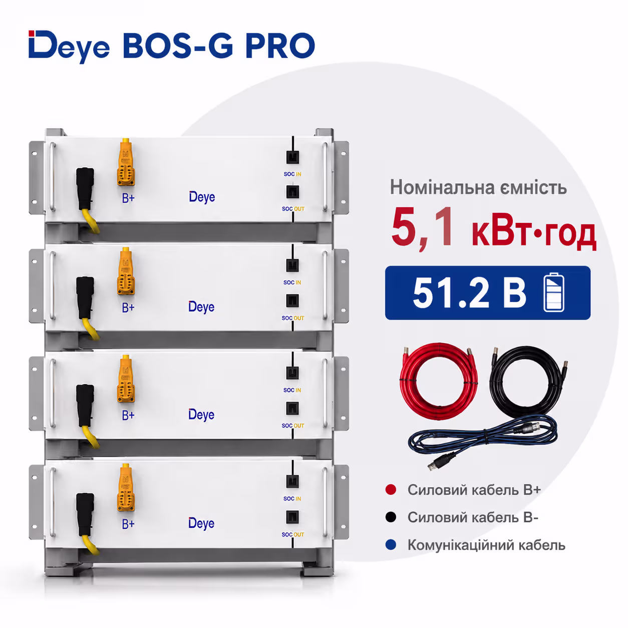 DEYE 5,1 кВт/год 51,2В акумулятор BOS-G PRO LiFePO4 — фото 4