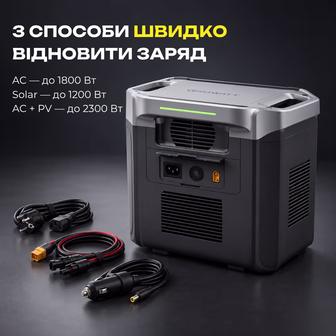 Портативна зарядна станція GROWATT Infinity 2000 Pro / 2400 Вт / 2048 Вт·год / LiFePO4 — фото 12