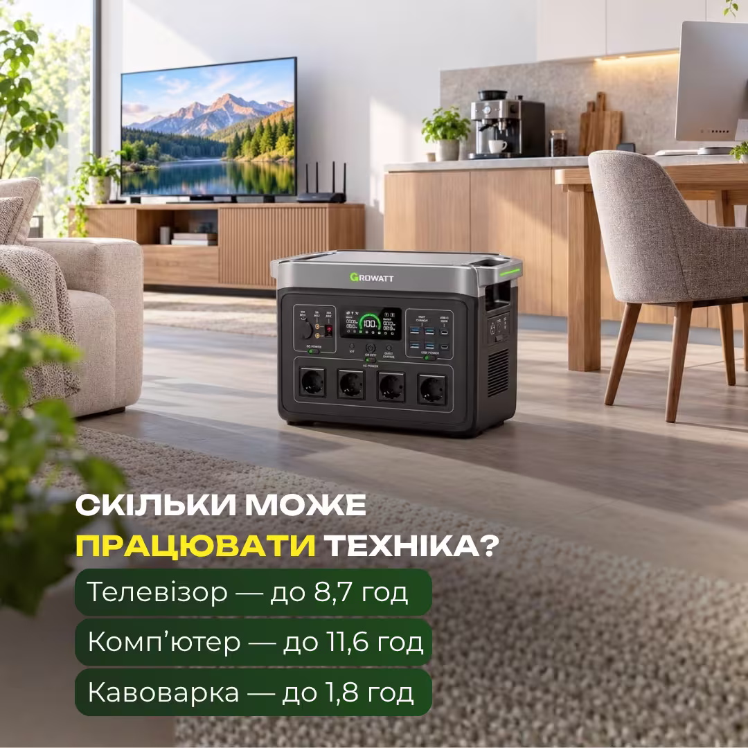Портативна зарядна станція GROWATT Infinity 2000 Pro / 2400 Вт / 2048 Вт·год / LiFePO4 — фото 11