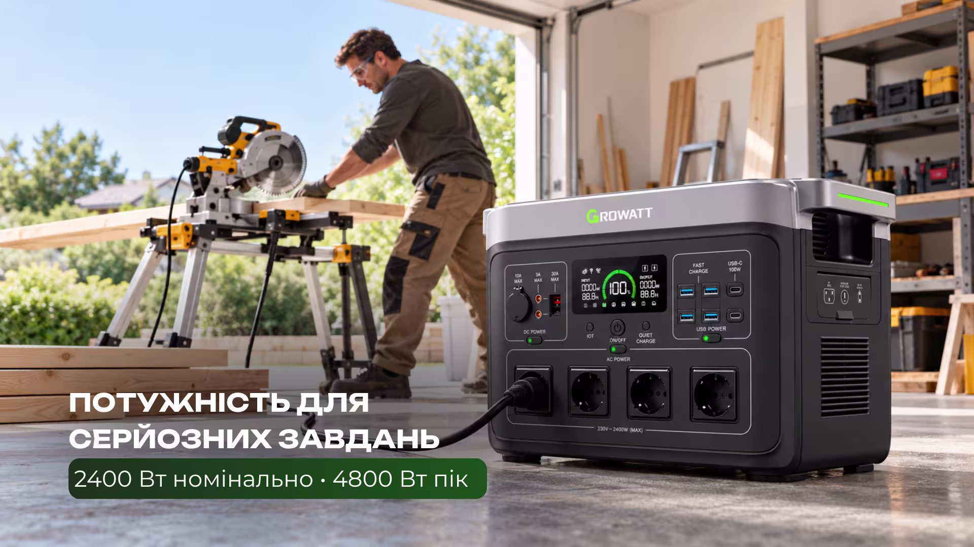 Портативна зарядна станція GROWATT Infinity 2000 Pro / 2400 Вт / 2048 Вт·год / LiFePO4 - банер 5