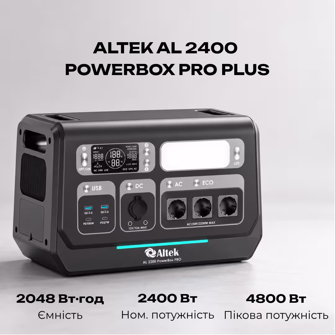 Портативна зарядна станція ALTEK AL 2400 PowerBox PRO PLUS / 2400 Вт / 2048 Вт⋅год / LiFePO4 — фото 5