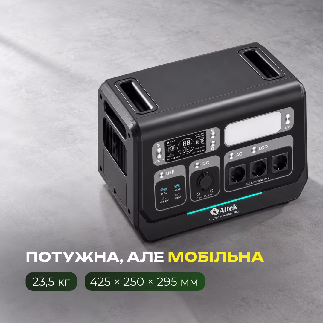Портативна зарядна станція ALTEK AL 2400 PowerBox PRO PLUS / 2400 Вт / 2048 Вт⋅год / LiFePO4 — фото 9