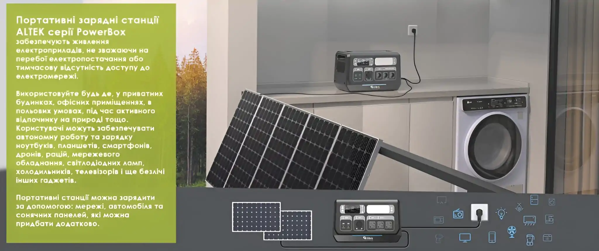 Батарея Altek AL 2400 PowerBox Pro Plus - зарядка від сонячної панелі