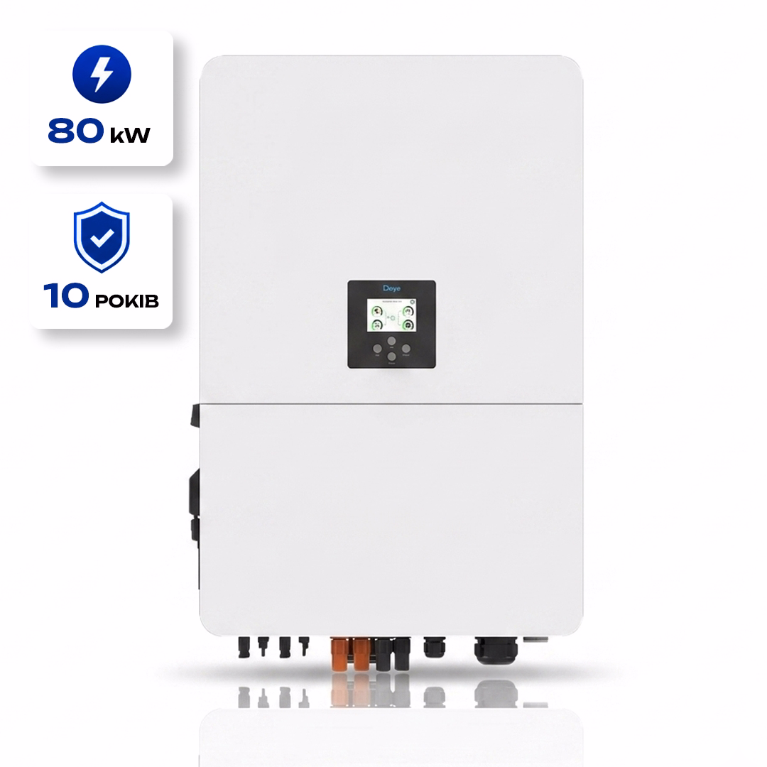 Deye 80 кВт трифазний гібридний інвертор SUN-80K-SG02HP3-EU-EM6 — основне фото