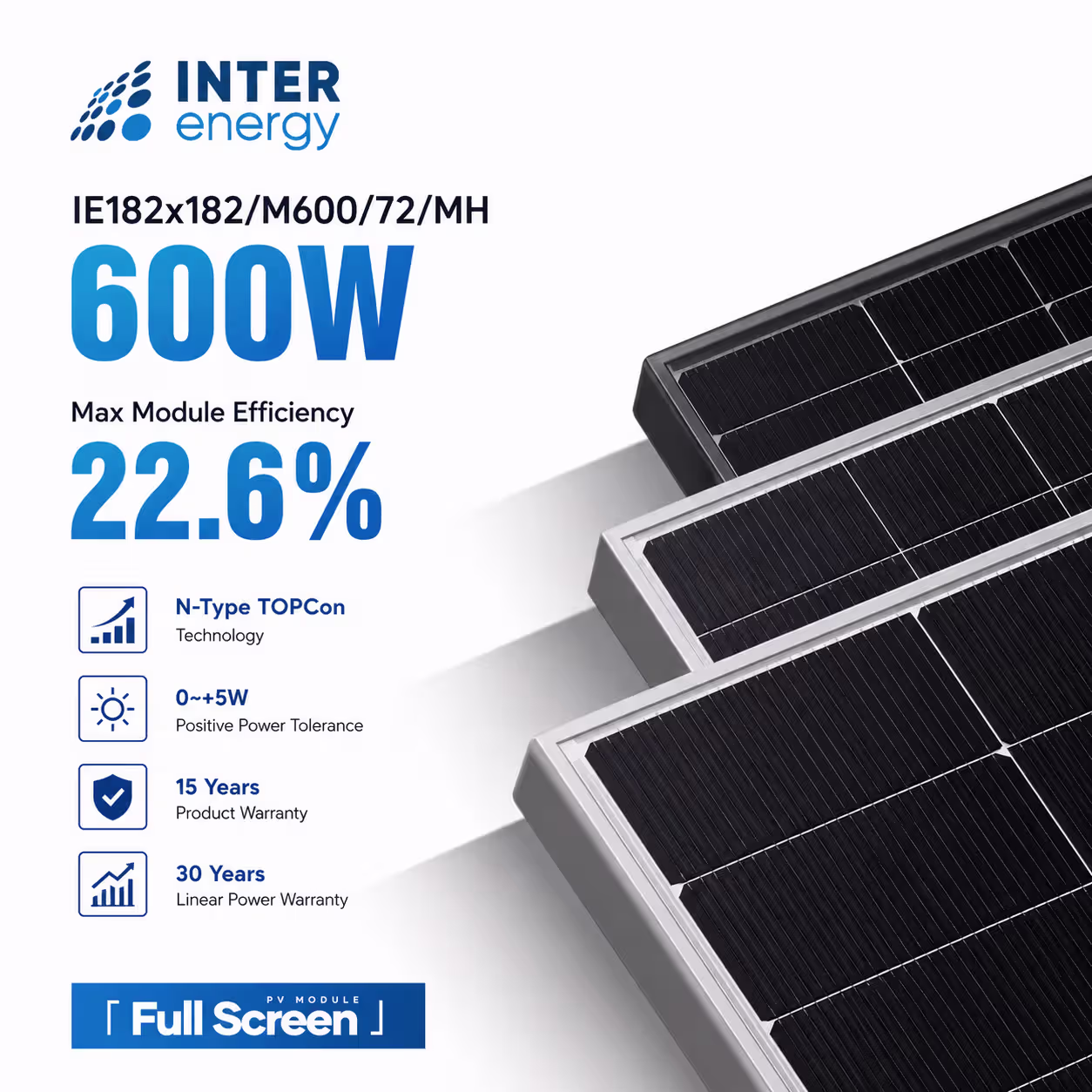 Inter Energy 600 Вт сонячна панель IE182x182/M600/72/МН​​​​​ N-TYPE — фото 2