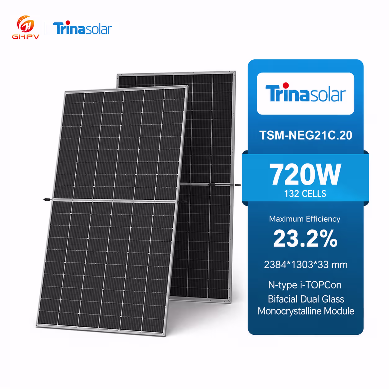 Trina Solar 720 Вт сонячна панель TSM-NEG21C.20 — фото 2