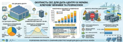 Окупність СЕС для дата-центру: розрахунок з урахуванням PUE та вартості простою