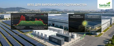 BESS для виробничого підприємства: як акумулятори знижують тариф і захищають від відключень