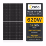 OSDA 620 Вт сонячна панель N-Type Topcon ODA620-33V-MHDRz Bifacial — мініатюра фото 2
