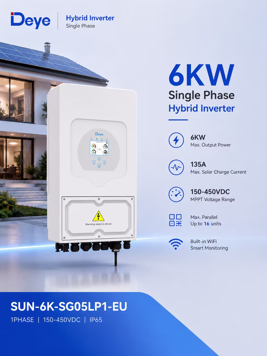 DEYE 6 кВт однофазний гібридний інвертор SUN-06K-SG05LP1-EU — фото 5