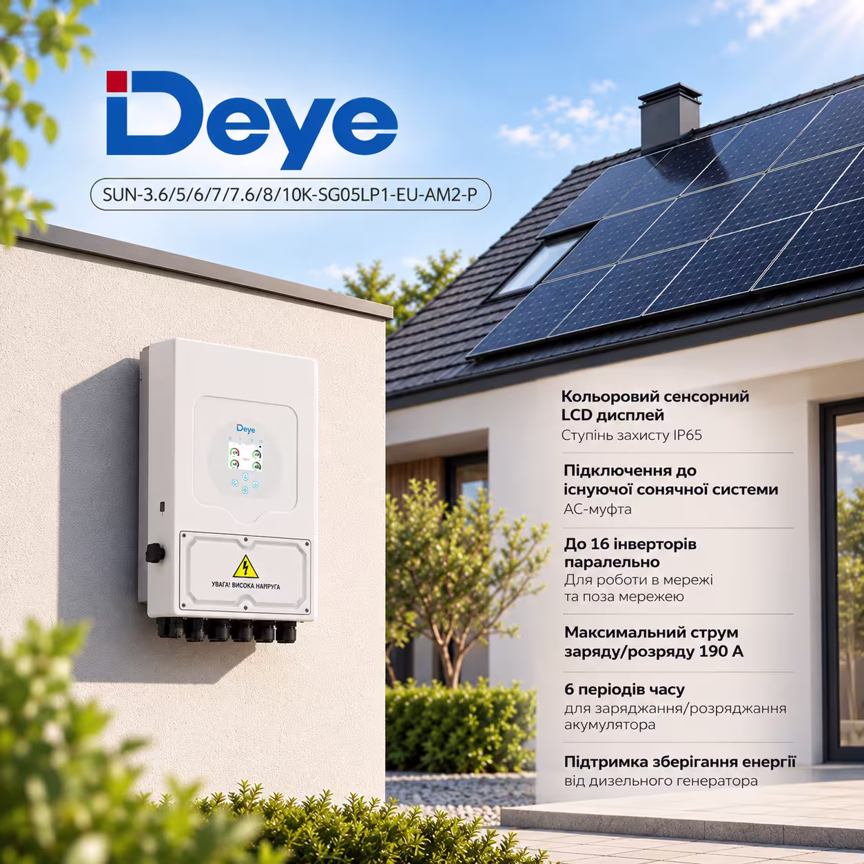 DEYE 6 кВт однофазний гібридний інвертор SUN-06K-SG05LP1-EU — фото 6