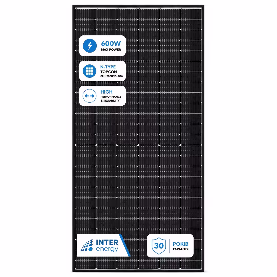 Inter Energy 600 Вт сонячна панель IE182x182/M600/72/МН​​​​​ N-TYPE — основне фото