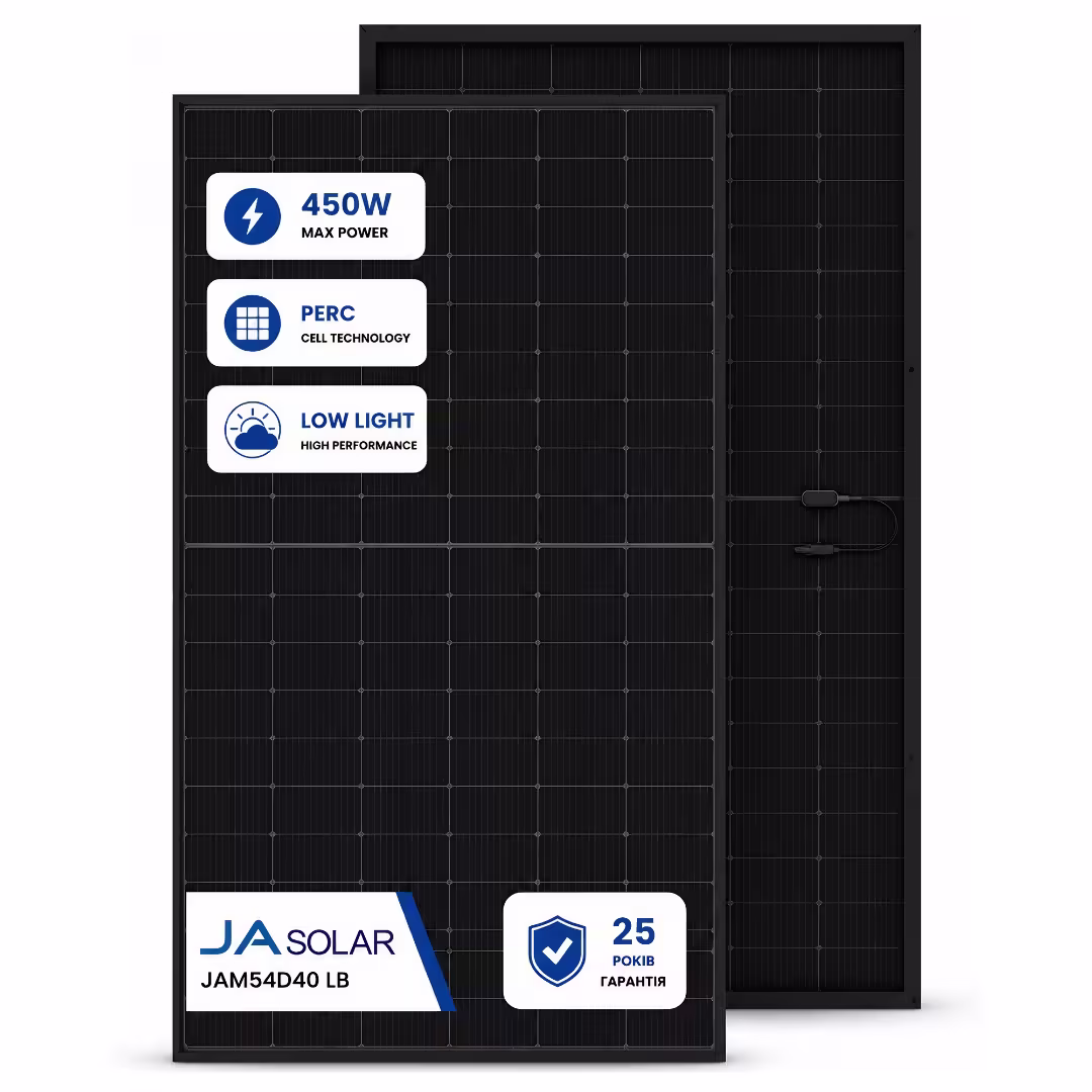Ja Solar 450 Вт сонячна панель JAM54D40 LB Full Black Bifacial — основне фото