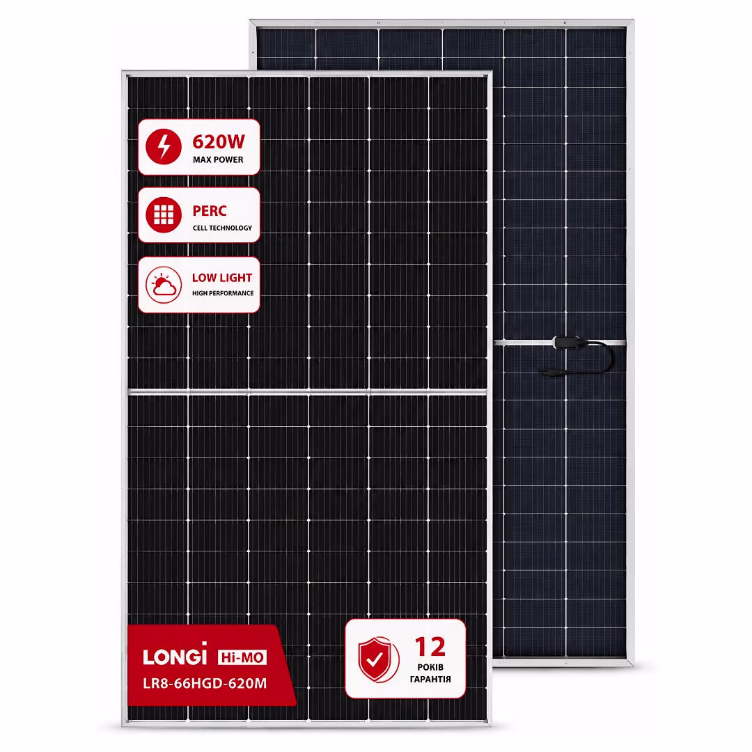 Longi Solar 620 Вт сонячна панель LR8-66HGD-620M Bifacial Hi-MO — основне фото