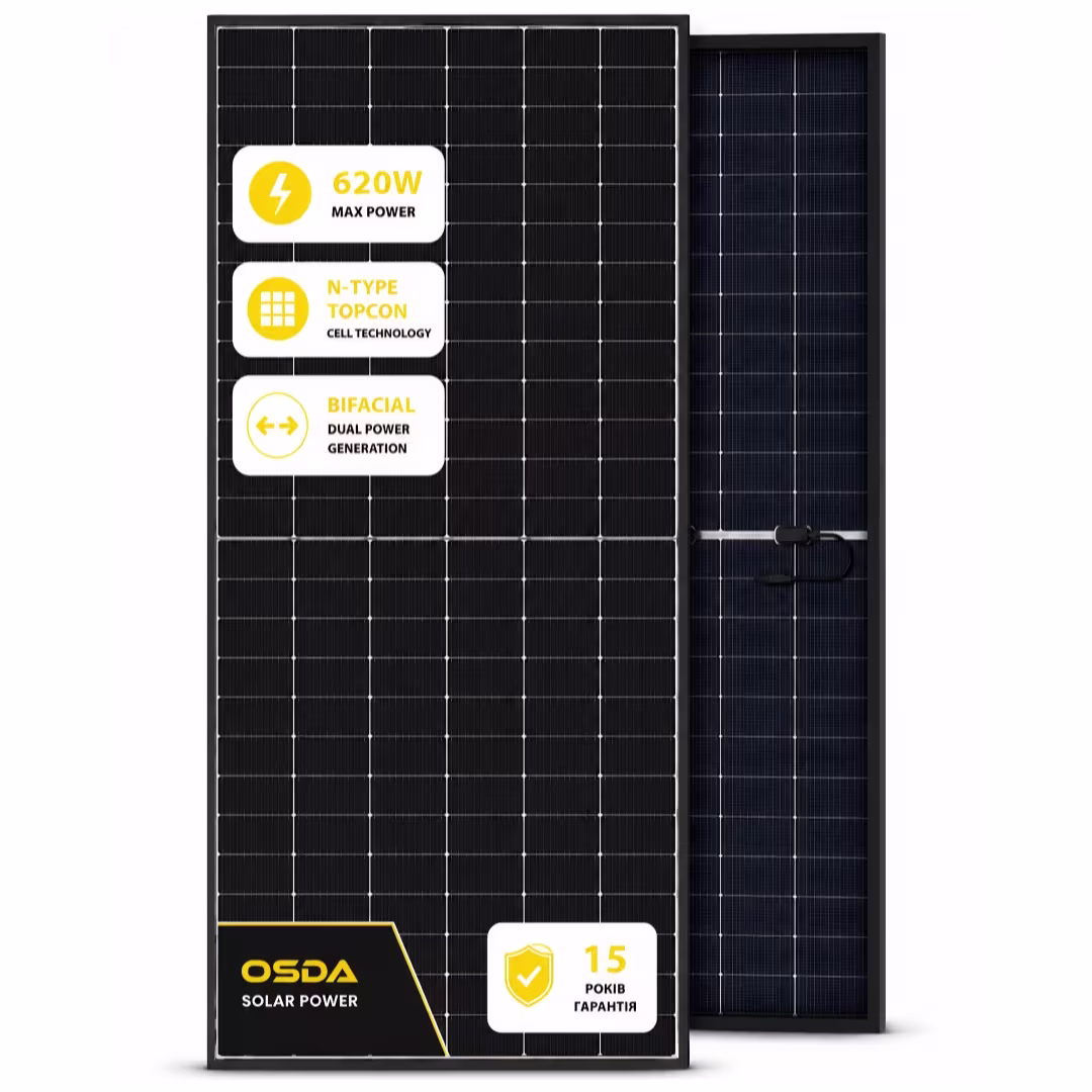 OSDA 620 Вт сонячна панель N-Type Topcon ODA620-33V-MHDRz Bifacial — основне фото