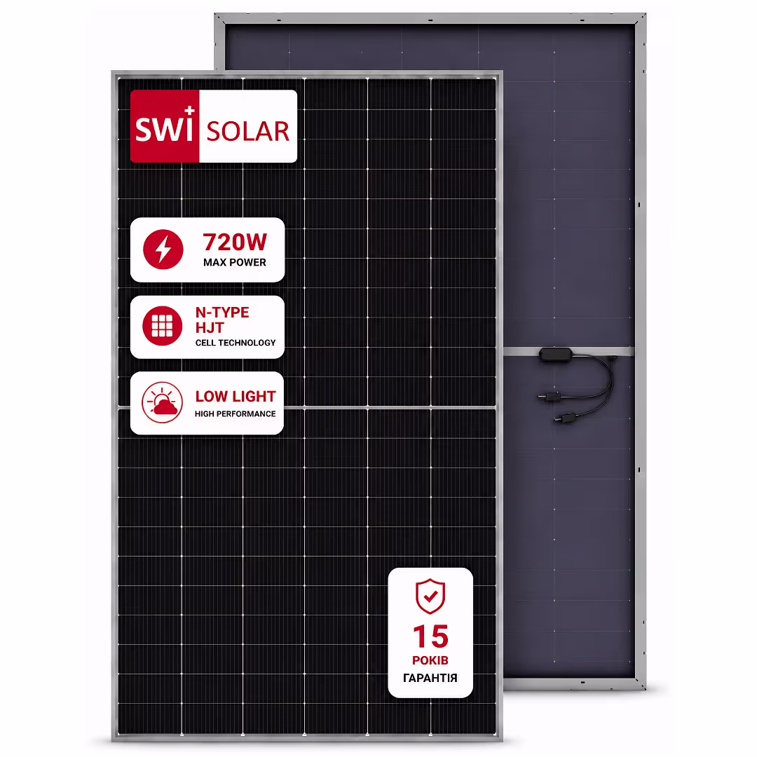 Swi Solar 720Вт сонячна панель BAS1 Pro-HJT Bifacial — основне фото