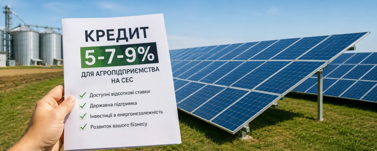 Кредит 5-7-9% для агропідприємства на СЕС: умови, документи, аграрні програми Кредит 5-7-9% для агропідприємства на СЕС: умови, документи, аграрні програми