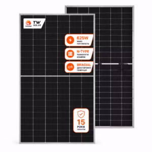 Tongwei TW Solar 625 Вт сонячна панель N-type, Dual-glass Bifacial, TWMNH-66HD625