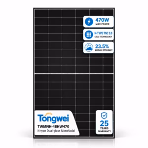 Sanlarix 15 Tongwei 470 Вт сонячна панель TWMNH-48HW470 N-type Dual-glass Monofacial