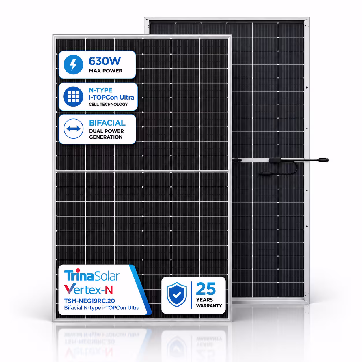 Trina Solar Vertex-N 630 Вт сонячна панель TSM-NEG19RC.20 Bificial N-type i-TOPCon Ultra — основне фото