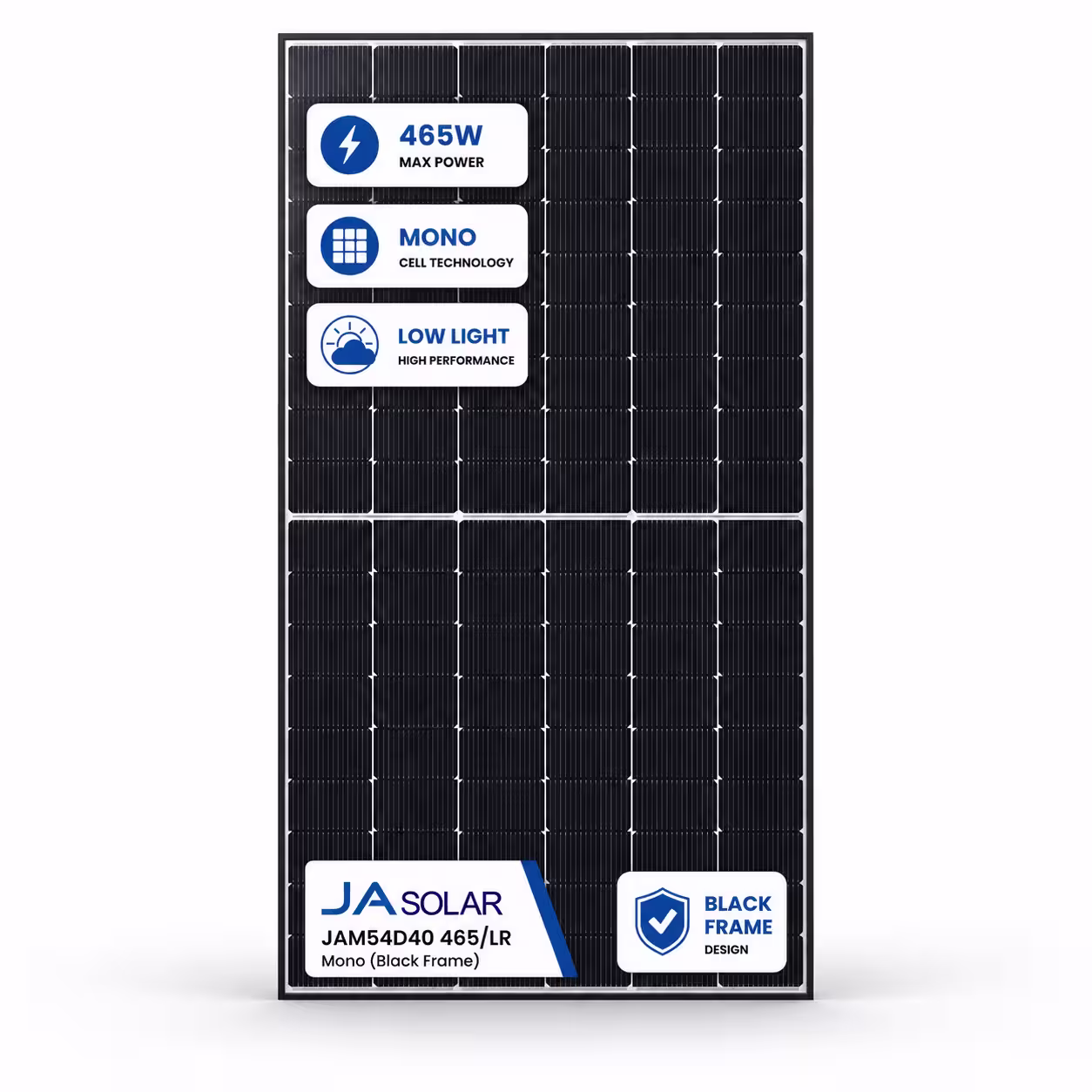 JA Solar 465 Вт сонячна панель JAM54D40 465/LR Mono Black Frame — основне фото