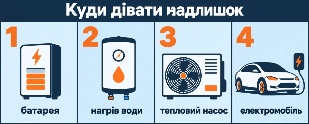 Куди дівати надлишки сонячної енергії: чотири сценарії Куди дівати надлишки сонячної енергії: чотири сценарії