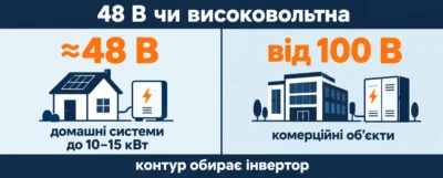 Низьковольтні 48 В чи високовольтні батареї: який контур обрати Низьковольтні 48 В чи високовольтні батареї: який контур обрати