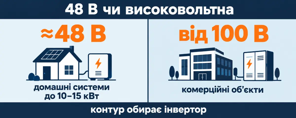 Низьковольтні 48 В чи високовольтні батареї: який контур обрати Низьковольтні 48 В чи високовольтні батареї: який контур обрати