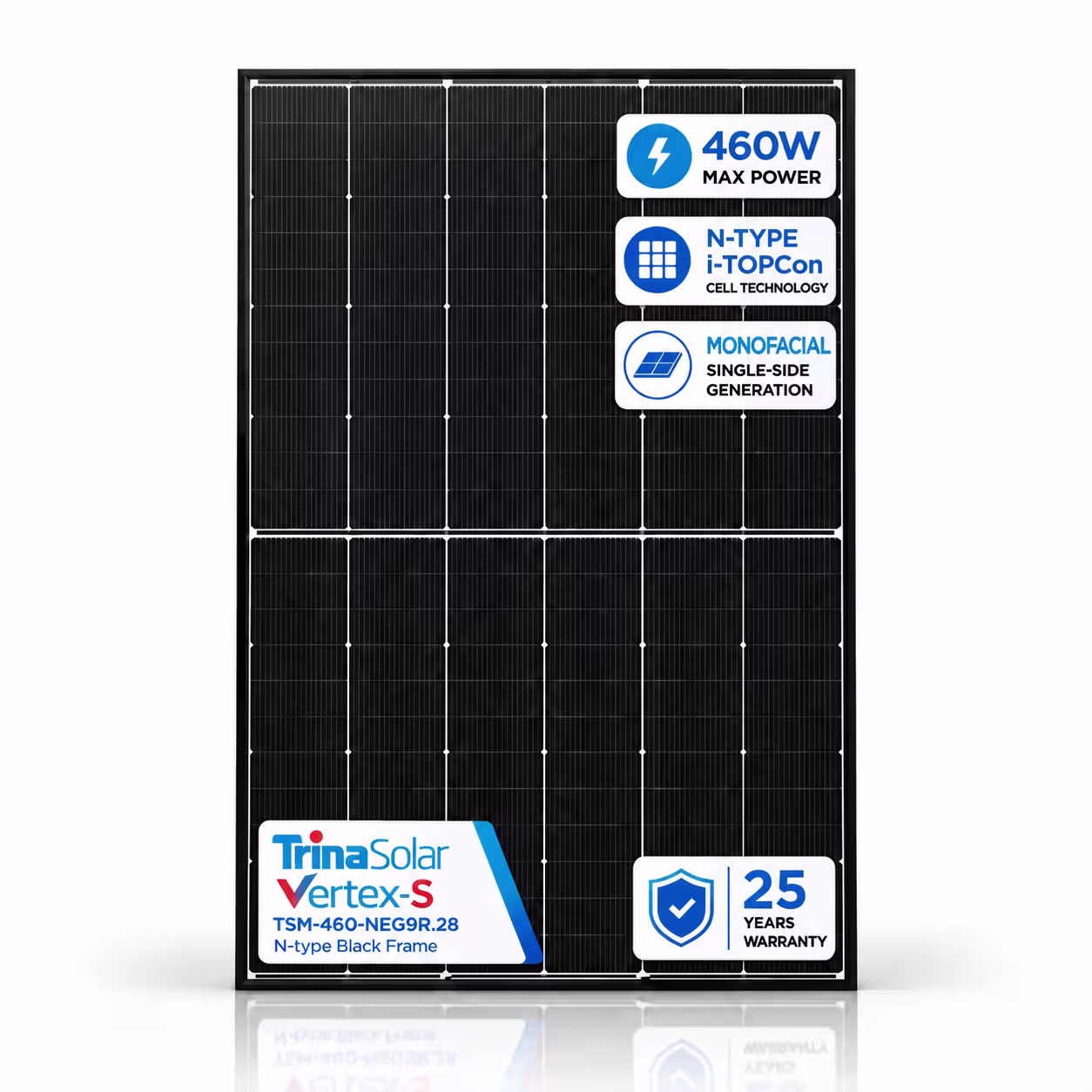 Trina Solar Vertex-S 460 Вт сонячна панель TSM-460 NEG9R.28 N-type Black Frame — основне фото